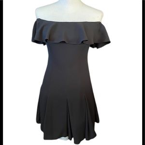 Bebe Over the Shoulder Ruffled Dress